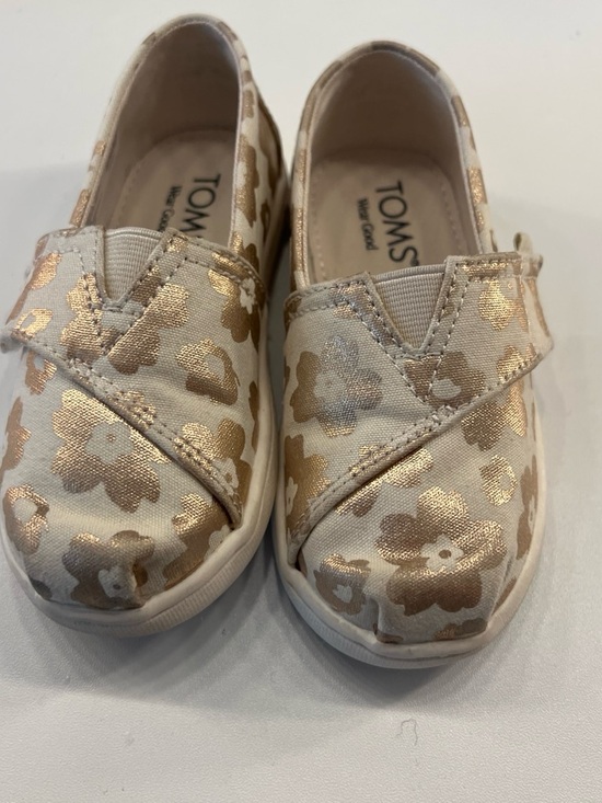 Toms Other - TOMS Kids Metallic Gold Floral Slip-On Sneakers